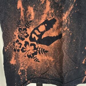 Handmade Bleach Tie Dye Dinosaur Skull and Flower
